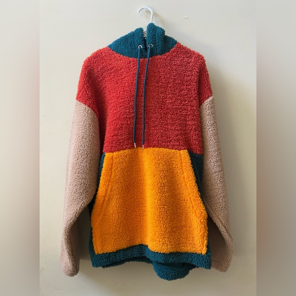Fuzzy Colorblock Hoodie